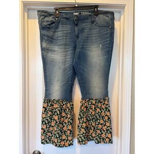 Upcycled Capri Jeans Stretch Size 18 Handmade Boho